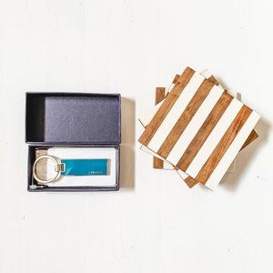 NWT VINTAGE Prada Name Plate Keychain